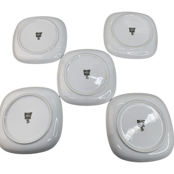 IKEA Set of 5 Square Plates Dessert Salad Bread # 21986 White 7” Minimalist - Picture 2 of 9
